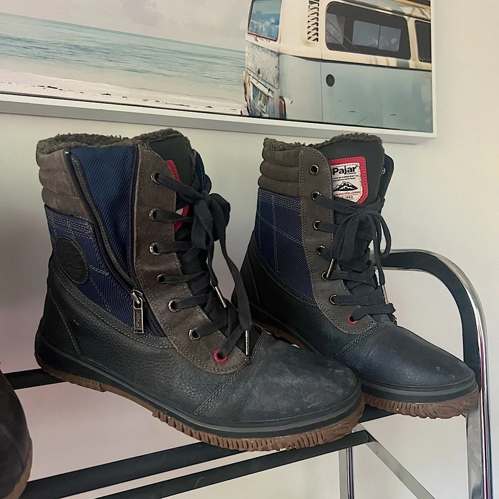 men’s Pajar winter boots navy grey red warm waterproof outdoors men’s hiker